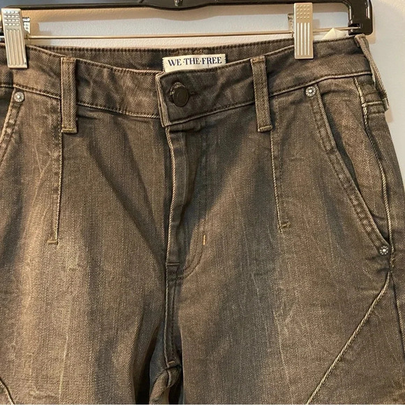 We the Free People Vector Moto Mid Rise Flare Jeans SZ 27 Stonewashed Black - Picture 7 of 9